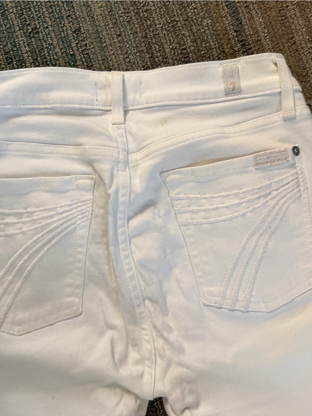 7 For All Mankind DOJO White Denim Jeans with Copper Hardware